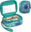 FINPAC tablete Organizatorji, 8 Kompartmaji potovalne tablete Primer za teden 7 dni Medication Care, Compact & Cute Medicine Vitamin Dispenser in imetniki (Emerald Ilusions)