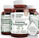 Natural Nutra Evening Primrose Oil Supplement from Maščobne kisline, Pomaga premagovati bolečine v telesu, Živčno zdravje, Spodbujanje zdravja in kožo Clarity, Pomaga zmanjšati prebavne motnje, 500 mg, 180 Softgel