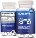 Vitamin D3 K2 Kapsule za moške in ženske - K2 D3 Vitaminski dodatek za zdravo srce in podporo kosti, Imunski sistem in pomoč pri krvnem obtoku, oblikovan v ZDA, 60 Veggie kapsule