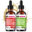 Kolagen Mojo Tekoči kolagen Peptidi z morskim mossom, korenom in bleskom Burdock + tekoči kolagen Peptidi z gobami iz grive, bezgove jagode in L-teanine