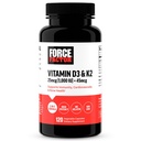 FORCE FACTOR Vitamin D3 K2 za podporo imunitete, zdravje srca, podpora kosti, in več, visokopotezni 2-v-1 Formuli, Vegan, brez želatina, Non-GMO, 120 kapsul