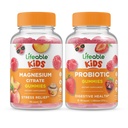 Življenjski magnezijev citrat Otroci + probiotik 2 milijarda CFU otroci, Gumies Bundle - odličen okus, Vitamin dopolnilo, Gluten brezplačno, GSO brezplačno, Žvečljivi gumi