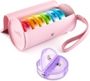 Fullicon PU Tedenske tablete Box Organizator 2 krat na dan, Potovanja 7 dan Tablete škatle, Prenosni Tableta Organizator za medicino, Medication, Vitamin, ribje olje dopolnila (Pink/Rainbow)