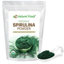 Z Natural Foods Organic Spirulina Powder - 100% Pure Spirulina, Nutrient-Dense Blue-Green Algae Superfood with Amino Acids, 15x Beta-Caroten - Zmešamo v smoothies, Jogurt, Recepti, 1 lb