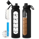 Steklenica 34oz/1L Steklenica s črnimi steklenimi beljakovinami Shaker Steklenica s shaker kroglo velike shaker steklenice za beljakovinske mešanice Prenosen prašek mešalnik mešalnik voda steklenica za telovadbo športi