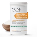 Pure Therapro Rx TriActive Collagen Plus, kolagen v prahu za lase, kožo, nohte, kosti in sklepe, hidroliziran kolagen v prahu w/patentirani peptidi, nearomaden več kolagenski protein v prahu, 30 servivi