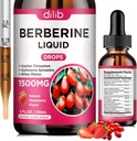 Berberine dodatek tekoče kapljice - Berberine HCL 1500mg s Ceylon Cinnamon, Bitter Melon, Gimnema Sylvestre za imunski, prebavni sistem in zdravje srca, naravna jagoda aroma, 2 Fl Oz