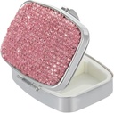 Organizator tablete potovanja,kvadrat majhna kovinska tabletka zaboj, Compact Medicine Vitamin Container,Portable tablete imetnik steklenica za ženske (Pink)