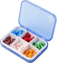 Prenosni Organizator tablet - Slim Pill Box za torbico ali potovalno, Kompaktna tableta primeru(6 Compartment, Blue)