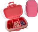 Organizator potovalne tablete - Trajno, nepropustne tablete zaboj velikosti potovanja s 3 predelki - Kompaktna tabletke potovalni kovček za vitamine, dodatki, Medicina - potovalne tablete vsebnik za torbice (Pink)