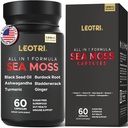 Organic Irish Sea Moss kapsule: Sea Moss 10500mg Black Seed Oil 6000mg Turmeric 3000mg Ashwagandha 3000mg Bladderwrack 3000mg Burdock Root 3000mg Ginger za kožo Gut Health Superfood 60 kapsule