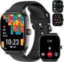 Smart Watch za ženske moške(Odgovor / Make Call), Pametne ure s srčnim utripom/SpO2/Sp/Stres Monitor, IP68 Vodoodporni sledilnik dejavnosti za Android iPhone, 100+ Športne fitnes ure (Črna, 1,85")