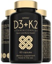 Vitamin D3 K2 Kapsule - vitamin D3 5000 i.e. in vitamin K MK7 100mcg - 60 kapsul - ZDA Made Vegetarian Vitamin D dodatek - visoka jakost VIT D za kosti, mišice, zobe, imunski sistem