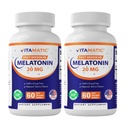 Vitamatska 2-Pack visoka jakost melatonin 20 mg – 60 hitro raztapljanje tablete skupaj hitro delujoča podpora za spanje – naravna jagodičja aroma 