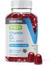 Viteey Vitamin D3 Gummies za odrasle in najstnike - 2.000 i.e., 50mcg - Sladkor brez sladkorja, kosti, zdravje sklepov in mišic, imunski ojačevalec - vegetarijanec, želatina brez gensko spremenjenih organizmov - Okusno žvečljivo jagode arome