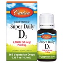 Carlson - Super Daily D3, kapljice vitamina D, 2.000 i.e. na kapljico, 1-letna zaloga, vitamin D3 Tekoča, zdravje srca in imunskega sistema, vegetarijanske, kapljice tekočega vitamina D, nearomatične, 365 kapljic