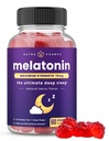 NutraChamps Melatonin Gummies za odrasle, Extra Streep Aid Vitamini, 5 mg ali 10 mg odmerek, Vegan naravne jagode Okus dodatek za boljše spanje, zdravo spanje ciklov, 60 Gummies