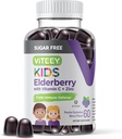Viteey Sambucus Elderberry Gumies za otroke - Sugar Free - Imunska podpora dopolnila z vitaminom C & cink, [3-1 Imune Booster] Vegan, želatina brezplačno, Gluten brezplačno - Okusno žvečljiva jagoda