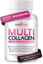 Multi colagen za ženske s hialuronsko kislino, vitaminom C in biotin, kolagenski proteini dodatek s tipi I, II, III, V, X peptidi za zdrave lase, kožo, nohte in sklepe, 120 kapsul