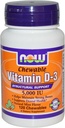 Now Foods Vitamin D-3, 5000 IU, okus mete120 Žvečljive