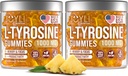 2 Pack - JOYLI L-tirozin Gumies 1000MG – Sugar-free Vegan Focus Supplement & Mood Podpora za otroke in odrasle – 500mg na Gummy – Sleep Gummies for Memory, Energy & Wellness – 60 Pcs na paket