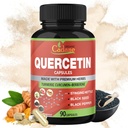Organska Cadane Quercetin Extract kapsule, 90 kapsul, 3 mesece zaloge s Quercetin, Kurkumin, Berberine, Nettle, Black Seed Powder, Črna paprika.