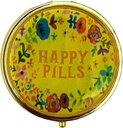 Retro Cute tablete Primer Vintage Metal tablete Organizator Prenosne Kompaktne tablete Škatla za torbice / žep za zadrževanje vitaminov / Tylenol / Supplements / Fish olje / Meds / Tablet (Srečne tablete z ogledalom,Round)
