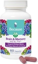 Ker Brain Supplement for Memory & Focus - Lastniška mešanica z Ginkgo Biloba - podpira kognitivno funkcijo, pozornost in mentalno jasnost - Vegan, Gluten-free, Non-GMO - 740mg Serving - 60 kapsul