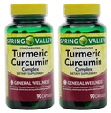Spring Valley Stndr Kurkumin kompleks dietna dopolnila kapsule, 500 mg, 90 Count steklenička, 2 pakiranje