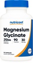 Nutricost Magnezij Glycinate Kapsule (90 kapsul, 210 mg na serviranje) - Magnezij Glycinate dodatek za nežno absorpcijo