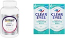 Centrum Minis Srebrni ženski multivitamin za ženske 50 Plus, Multimineralni dodatek z vitaminom D3, B Vitamini, Ne-GMO Sestavine, Podpira spomin in kognicijo pri starejših odraslih - 280 Ct & jasno oči, občutljive oči, kapljice za oči, 0.5 Oz, 2 Pack