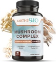 Zemeljska bio goba dopolnilo kompleks 2,600 mg na serviranje, 90 Caps, z organsko levjo grivo, Turčija Tail, Enoki Agaricus, Bela Button & Oyster goba - Spomin in imunske podpore