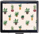 Srebrna Vintage tablete Box 7 dan Metal tablete Box z ogledalom in 8 Kompartmenti Cute potovalne tablete Organizator za Purse (Cute Cactus)