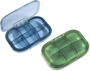 2 Pack 6 Kompartment tablete Organizator, Vlažen dokaz Primer za potovanja, Dnevno Portable Medicine Vitamin Container, Ribje olje in dodatno shranjevanje (modra in zelena)
