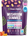 Ashwagandha Gumies and Lions Mane Gobe Gumies Supplement - Organic - Reishi, Cordyceps, Turčija Tail, Maitake, Shitake, Chaga - Imunska obramba, Povečuje kognitivno zmogljivost, Vegan, Nizka Carb