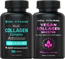 Vitalni vitamini Več kolagenske tablete (150 ct) + veganski kolagenski booster (60 ct)