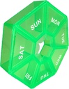 Tedenske tablete Organizator - majhen svetlo zelen primer, 1 čas na dan, 7 dan Travel Container za zdravila