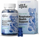 Wild & Organic Lung Detox Gummies - 1000 mg Mullein Gummies za čiščenje pljuč - Naravni dodatki z Mullein Leaf Extract in goba mešanica - 60 Vegan, Ne-GMO Chews