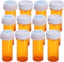 Plastične prazne tablete steklenice z dvojno uporabo (oporečen in enostaven odprt) Caps - Medicine tabletke Dispenser Organizatorji (8 Dram, 12pcs)
