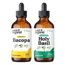 Divja in organska Bacopa Tinktura 4 fl oz in sveti Basil Tinktura 4 fl oz