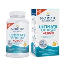 Nordic Naturals Ultimate Omega + CoQ10, Lemon - 90 Soft Gels - 1280 mg Omega-3 + 100 mg CoQ10 - Zdravje srca, celična energija, antioksidant podpora - Non-GMO - 45 Serving