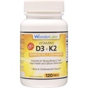 Wonder Laboratories Vitamin D 5000 i.e., Vitamin D3 + K2 Podpora zdravemu imunskemu sistemu, bistvenega pomena za močne kosti, zdravje srca in porazdelitev kalcija, 120 tablet