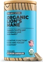 Lions Mane Gobe Organic Supplement (Hericium Extract) 60 Veggie Caps - Imunska podpora dodatek; Izboljšati kognitivne funkcije + spodbujanje vitalnosti, zaščititi živčne celice