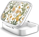 2 Komplet tablete Box, Prenosna za žep ali torbico, Okrasne kovinske tablete Box, Vitamin Organizator, Edinstveno darilo (1 kos, 39-flowers Pinck)