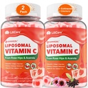 Liposomski vitamin C 1000mg Polni gumiji za odrasle in otroke 9+, 1660mg Mešanica w/Echinacea, Bezgove jagode, D3, cink, železo, Bioflavonoid, Astaksantin, Naravni organski žvečljivi vitamin C, brez sladkorja, 2Pack