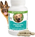 Samo naravni hišni ljubljenček Ultimate Daily Vitamini - Popoln multivitaminski dodatek za pse Uravnoteženo zdravje in Vitalnost - Senior Mala in velika pasja hrana Imunska Prebavna podpora -180 Soft Chews tablete