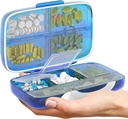 Organizator tablete Nepropustne tablete Box velike tablete Dispenser Domov Potovalna doplačilo Imetnik Prenosni vitamin Sorter Jumbo Velikost 8 Kompartment Airtight Vitamin Container Dnevno Medicine Travel Essentials