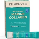 Dr. Mercola Marine Collagen Powder Packets, 5g Kolagen na strežbo, 15 Serving (15 on-the-go Packets), Prehranska dopolnila v prahu, brez arome, Tip 1 Kolagen Peptides iz trske, Haddock & Pollock