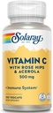 Solaray C w/Rose HIPS & Acerola Dvofazni, časovno release, Veg Cap (Btl-Plastic) 500mg 