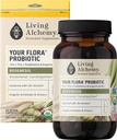 Vaša Flora Probiotic Regenesis – Non-GMO Probiotics z Fermented Soybean, Artichoke, & Chicory za Gut Wellness & Bowel Podpora – Prebiotiki, Postbiotiki, Prebavne encimi – Žive Alchemy, 60 Pcs